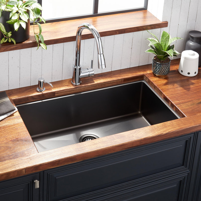 Atlas 32" L Undermount Kitchen Sink, Gunmetal Black