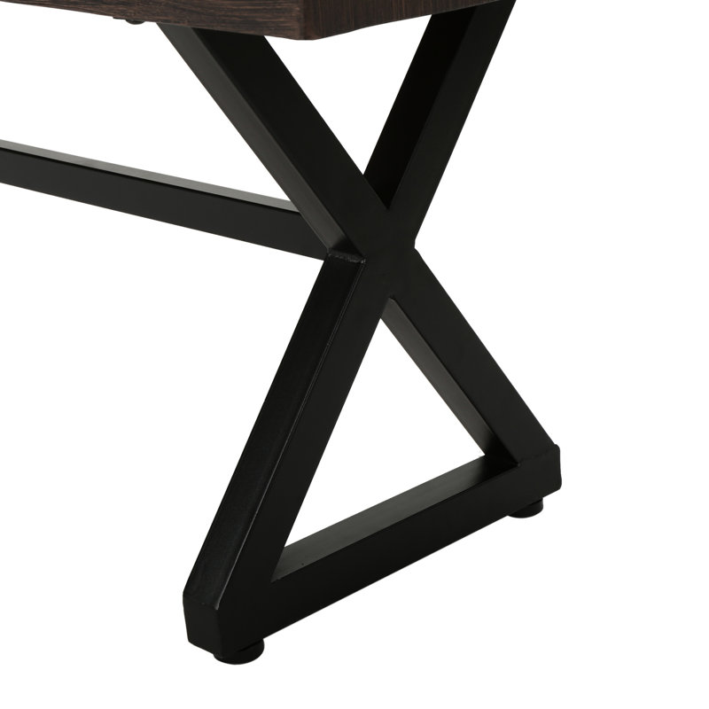 Banc moderne en aluminium industriel pour l'extérieur, option de couleur brune et banc de salle à manger en acier, brun, 64,85 po x 14,94 po 17,78 po