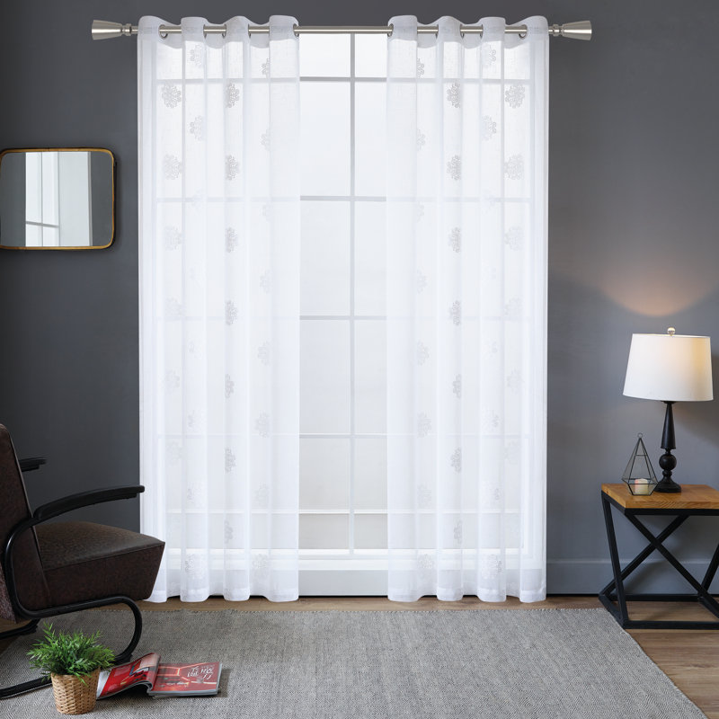 Panneau de rideau simple diaphane avec œillets Arlin, Blanc, l 54 po x L 120 po