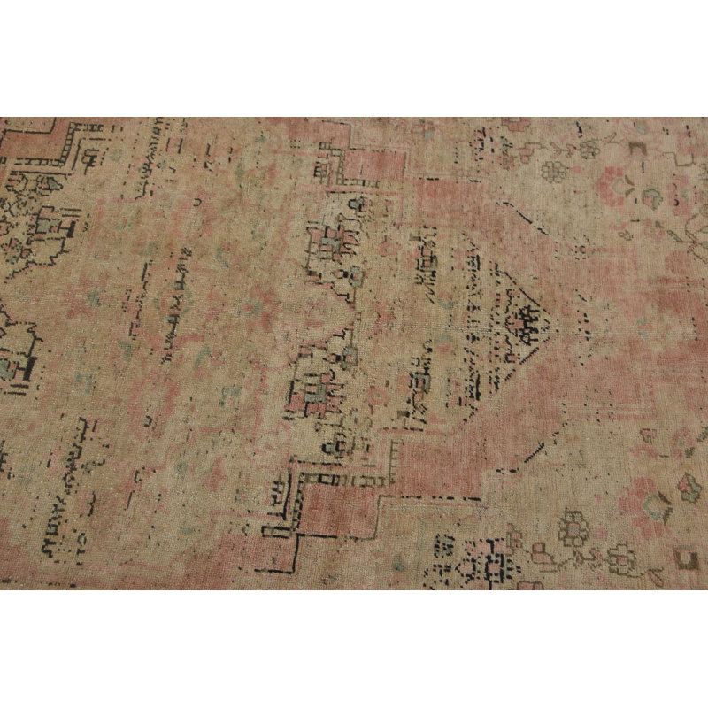 Tapis turc rétro unique tissé à la main avec des motifs de tons pastel détaillés pour la décoration intérieure