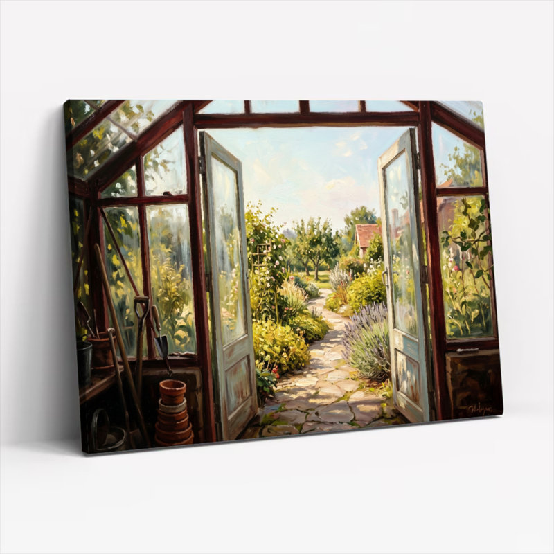 Ensemble de 1 tableau sur toile avec vue sur le jardin, 36"H x 48"W, Toile tendue