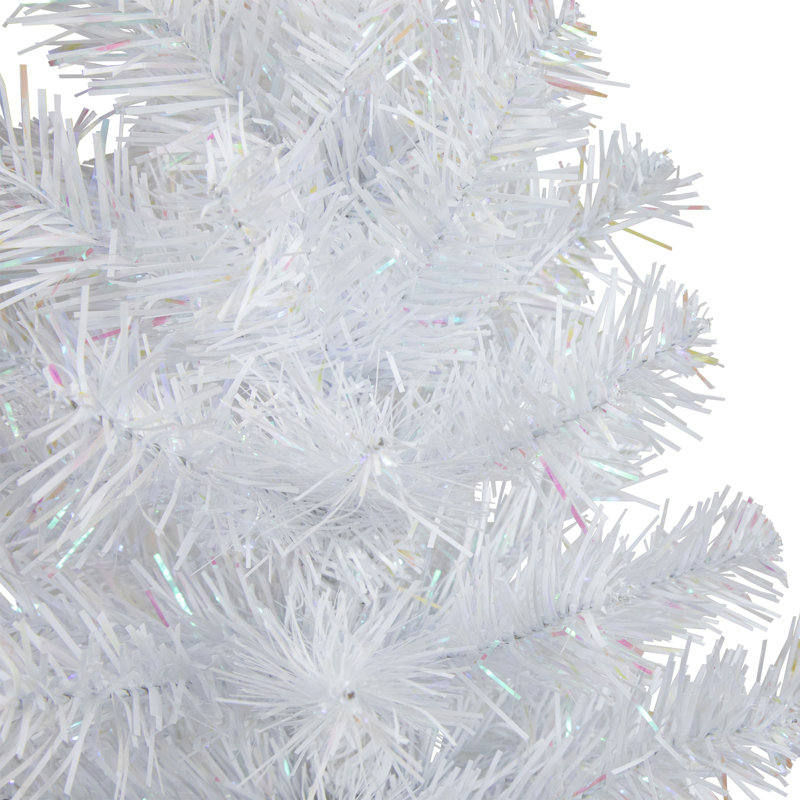 18" x 13" White Glimmer Iridescent Spruce Artificial Christmas Tree - Unlit