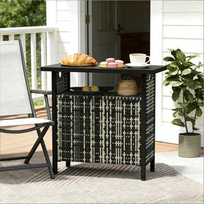 Table basse d'extérieur, organisateur d'armoire de rangement pour serviettes d'extérieur, table de bar d'extérieur