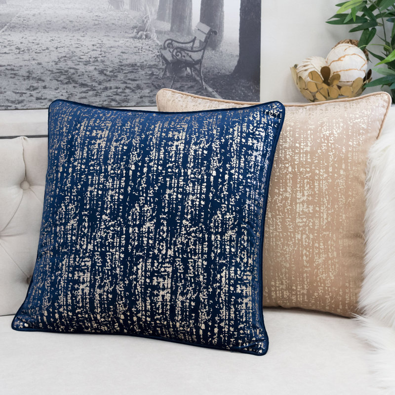  Housse de coussin carré et insert, Bleu, 20 po x 20 po, Polyester
