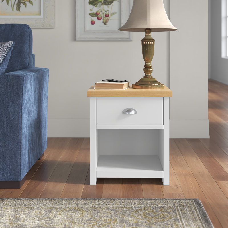Kerry Sled End Table, Beige, Matt Grey