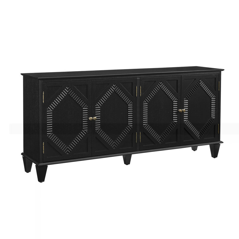 65.2" Mid Century Modern Sideboard Buffet Cabinet with Storage, Black