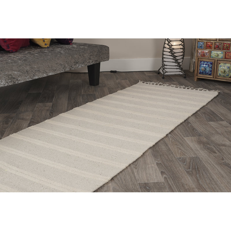 Scalise Striped Cotton Hand Woven Area Rug, Runner 70 x 200cm