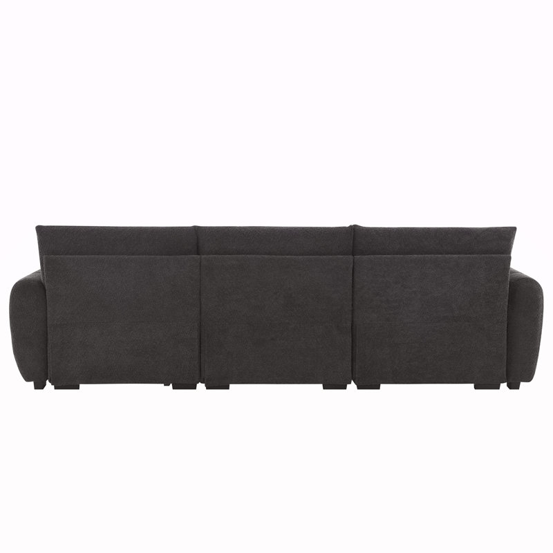 110 Inch Modular Sectional Sofa With Extra-Large Seat, Movable Ottoman, High Density Foam, Free Combination, Sturdy Metal&Wood Frame, Boucle Fabric, Available In 3 Colors