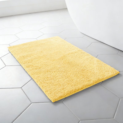 Microfiber Bath Rug, Soft Plush Thick, Non-Slip Washable, Yellow, 17X24 Inch