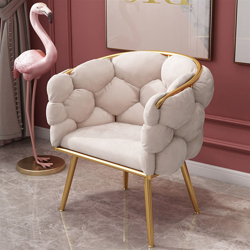 Modern Velvet Upholstered Kitchen Chairs Dining Chairs Set of 2, Beige