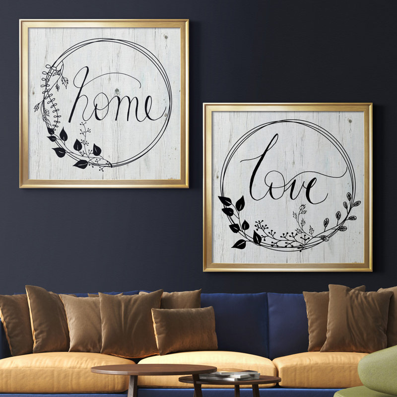 Home - Ensemble de 2 reproductions d'art textuel encadrées, H 26,5 po x l 53 po x P 1,5 po, Pas de tapis