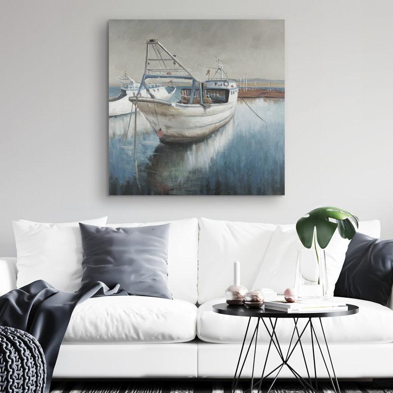 Fishing boat desatured - 32"x32" art on canvas