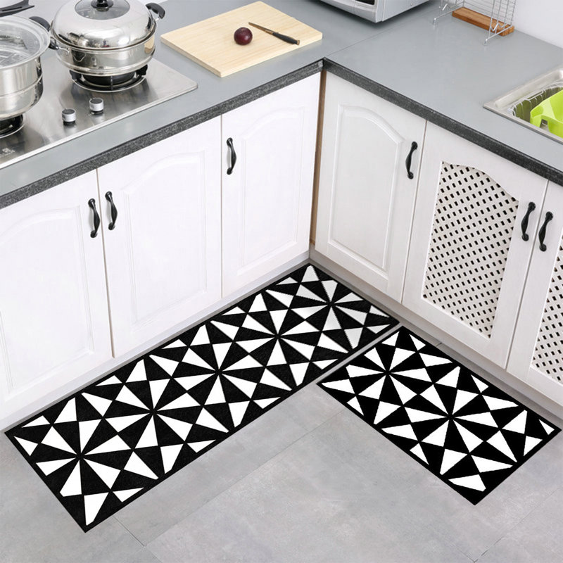 Ensemble de 2 tapis de cuisine antidérapants lavables antidérapants pour tapis, B