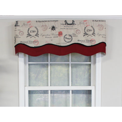 Cotton Blend Damask Scalloped Window Valance