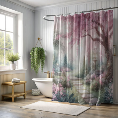 Rideau de douche standard 1 pièce Fairyland - rose