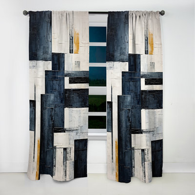 Shanklin - Shapes Curtain - Velvet Blackout Abstract Curtain - 1 Panels
