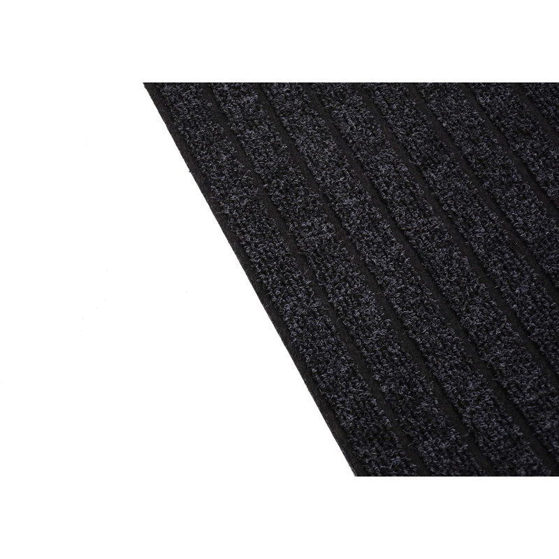 Trellis Border Black Slip Resistant Low Pile Rug, Runner 3' x 37'