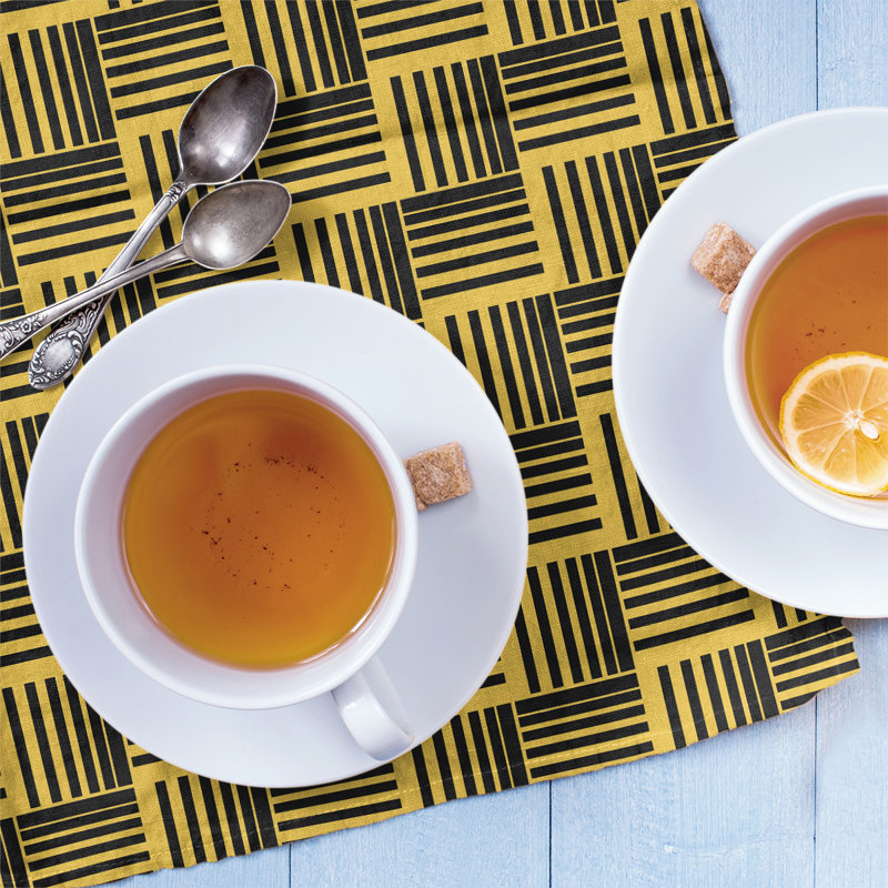 Jaya Tea Towel Kitchen Towel, Yellow/Black, Cotton Twill