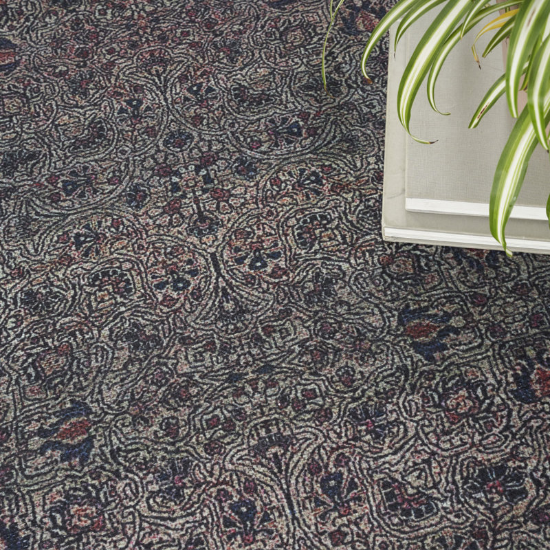 Tapis oriental bleu et brun 5 pi x 7 pi