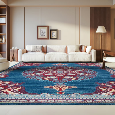 Barcus Oriental Burgundy/Ivory Area Rug