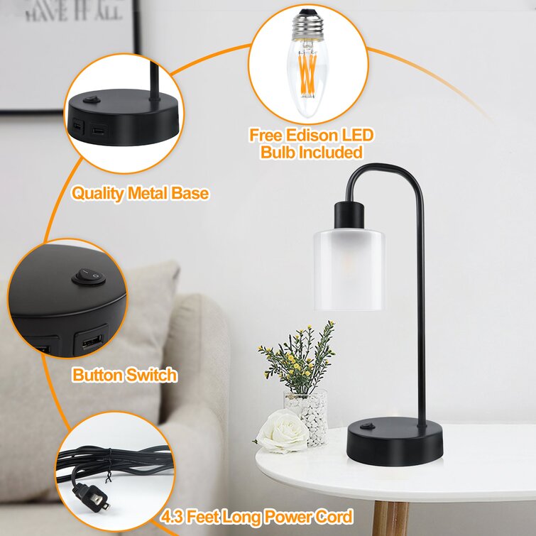 Lampe de chevet, lampes de table avec commande tactile, lampe de lecture à intensité  variable avec ports de charge USB, 3 températures de co