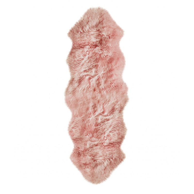 Tapis rose uni en peau de mouton Eubanks, Nouveauté 2 pi x 6 pi