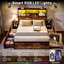 Queen Platform Bed Frame With 4 Under‑Bed Storage Drawers, Storage Headboard With Pull Out Nightstands, Charging Station And RGB LED Lights, No Box Spring Required-1802035213-1802035212