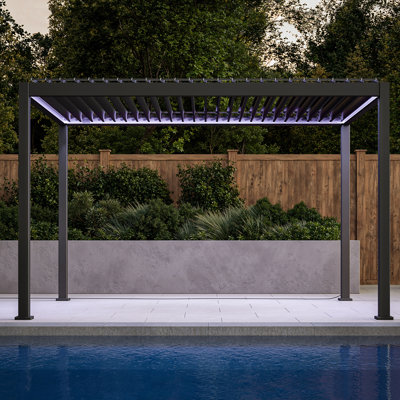 111S 10 pi. L 13 pi. D e-Motion Pergola avec toit à persiennes 