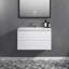 Meuble-lavabo suspendu moderne de 91 cm (36 po) avec comptoir en résine intégré, 2 tiroirs à fermeture amortie, entièrement assemblé, blanc brillant-88594114-119015998