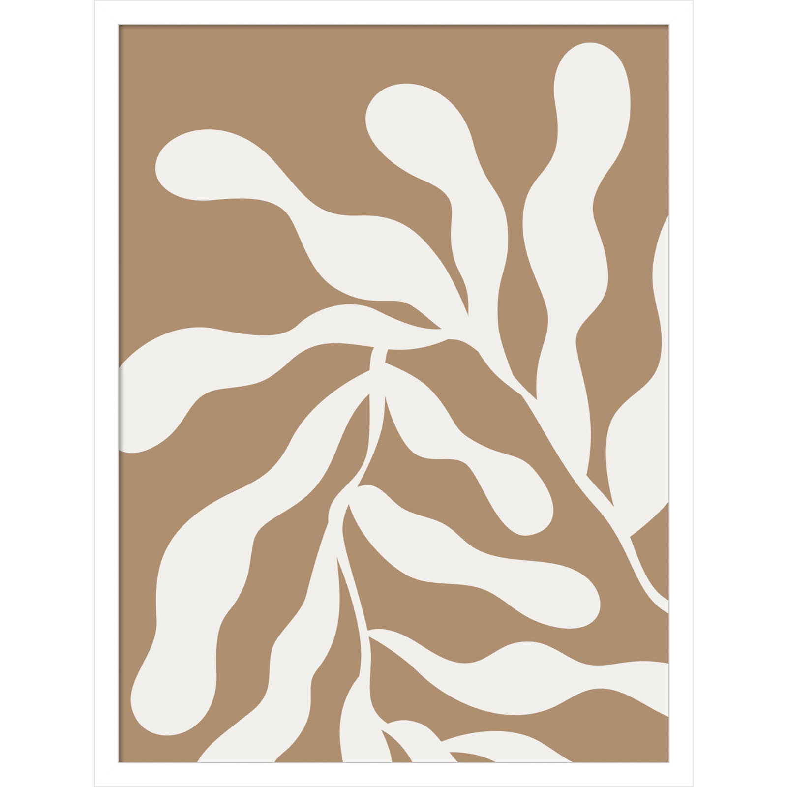 Retro Matisse Inspired Abstract Botanical 1 Beige by The Creative Bunch Studio, White, 25" H x 19" W x 1" D