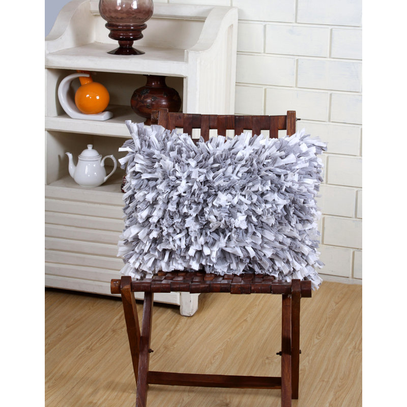 Ensemble de 4 coussins à poils longs en papier de soie (insert inclus), Gris