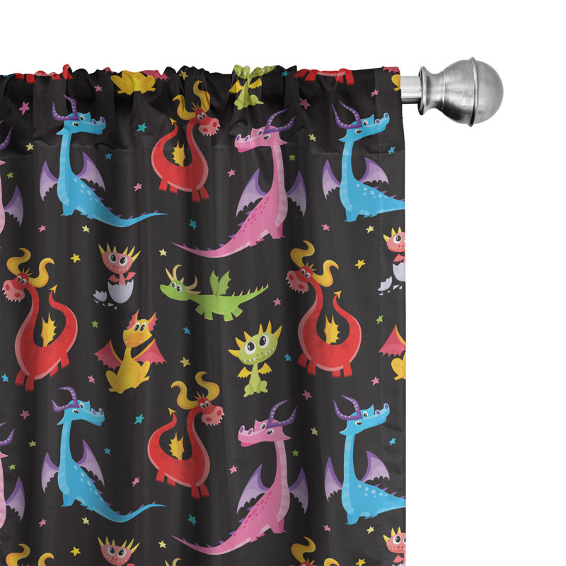 Paire de rideaux semi-transparents avec passe-tringle Dragon, 28 po x 63 po