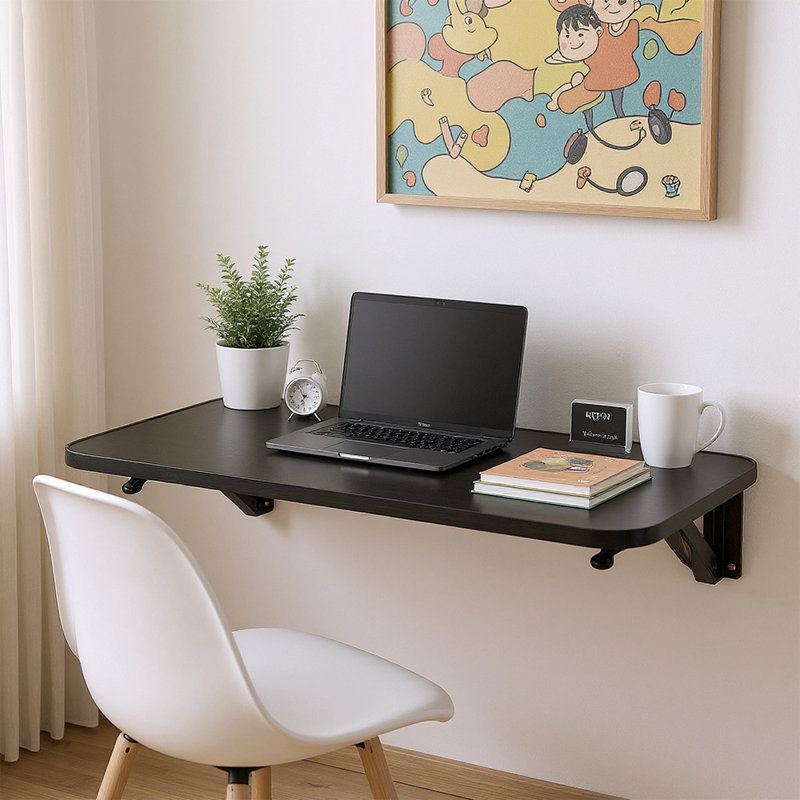 Adjustable Height Foldable Modular Iron Floating Desk, 3cm H x 75cm W x 24cm D, Black