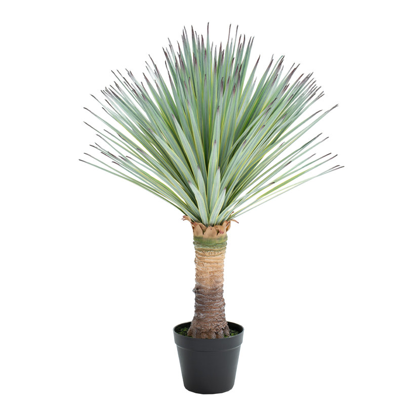 Agave artificiel 30 po de qualité supérieure, plante réaliste en pot avec plante noire et galets de pierre naturelle, fausse plante tropicale durable pour la décoration intérieure et extérieure