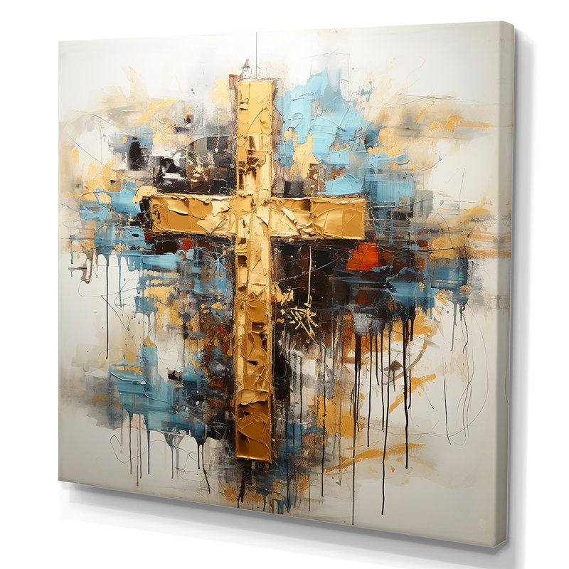 Divine Love, croix religieuse III sur toile, H 24 po x l 24 po x P 1 po, Toile tendue