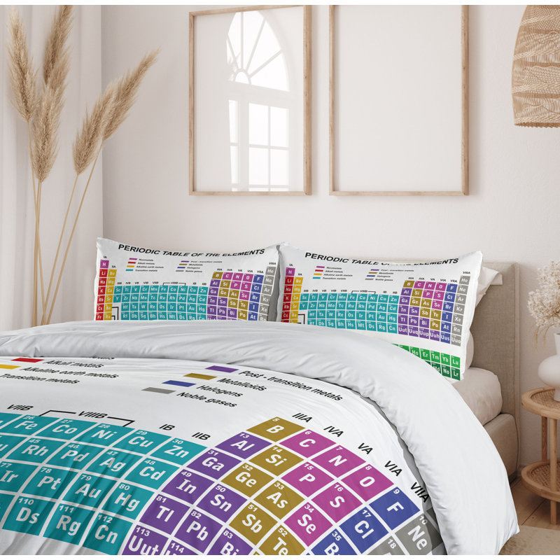 Periodic Table Modern & Contemporary Geometric Shapes Duvet Cover, King