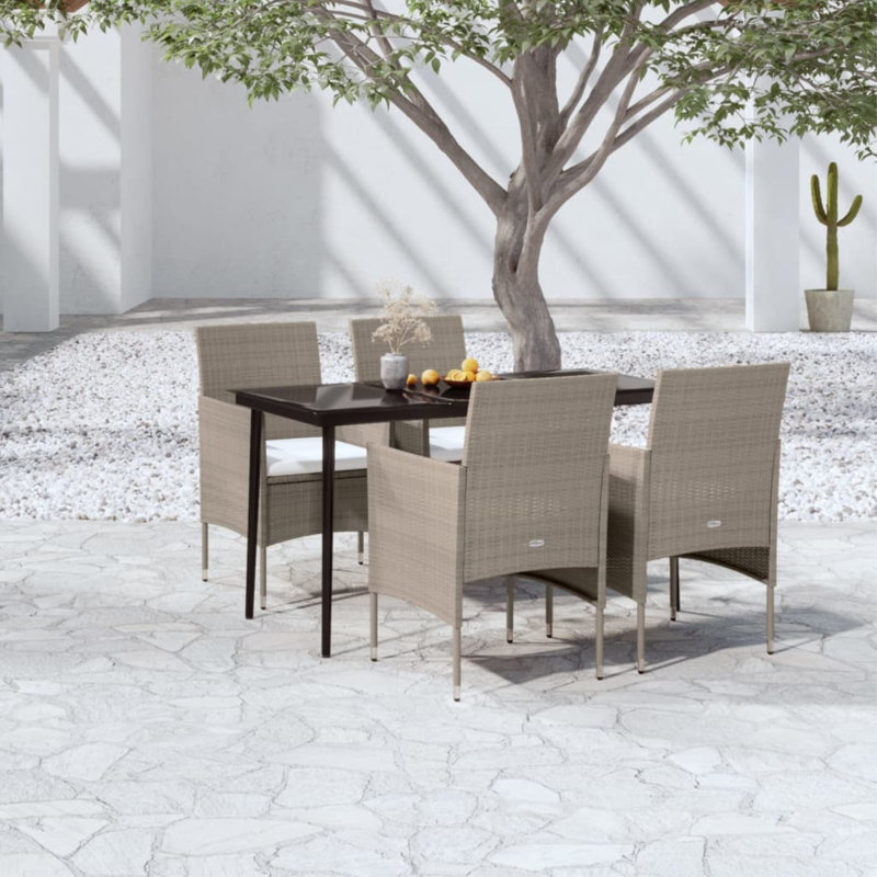 Ensemble repas rectangulaire pour 4 personnes Concettino, H 29,1 po x L 31,5 po x l 31,5 po, Noir / blanc / chêne 2 incorrect