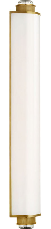 Percy Linear Bath Sconce with White Glass, 28.5" H x 3.75" W x 4" D, Soft Brass
