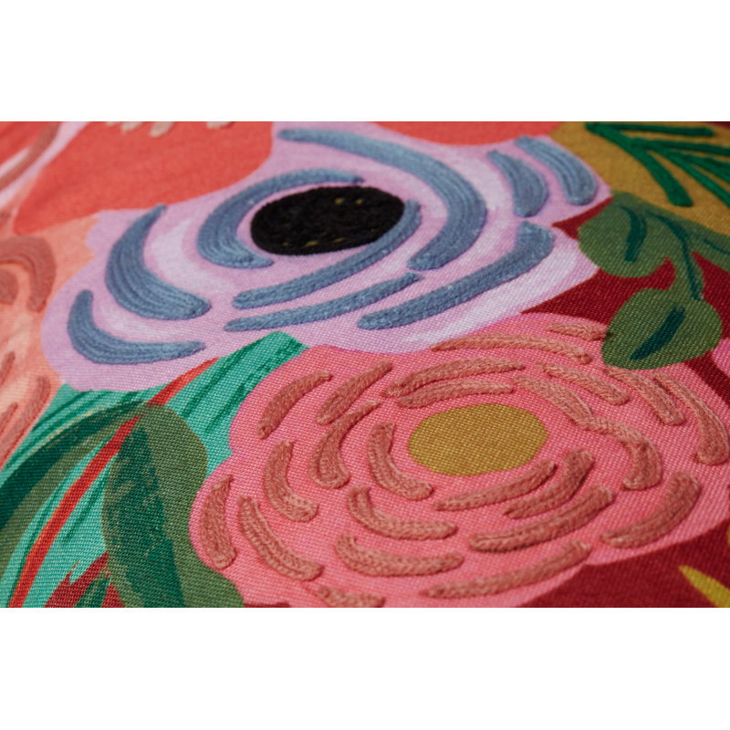 Rust Embroidered Polyester Garden Party Pillow 13'' x 35''