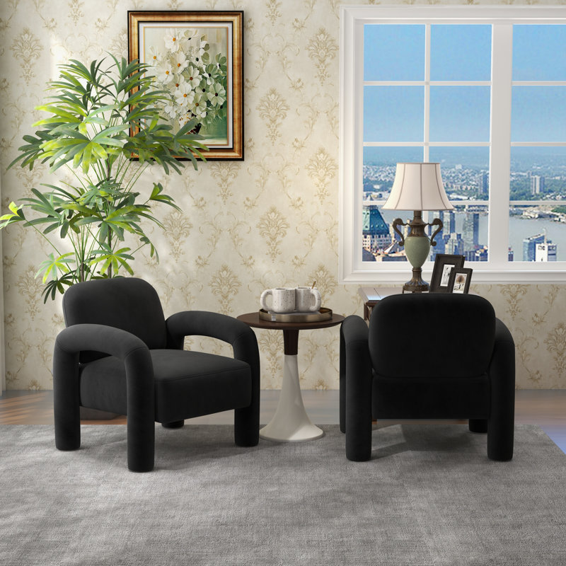 Iryanna Velvet Armchair, Black Velvet, 2