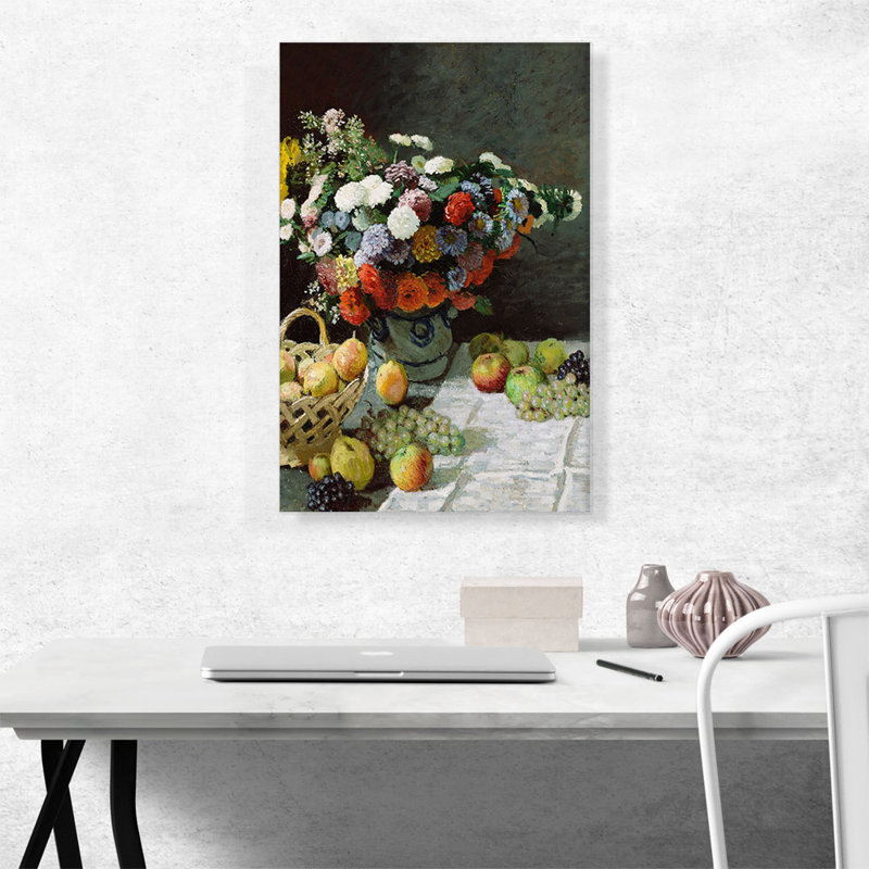 «Flowers and Fruit 1869» par Claude Monet, reproduction d'art sur toile tendue, H 26 po x l 18 po x 1,5 po