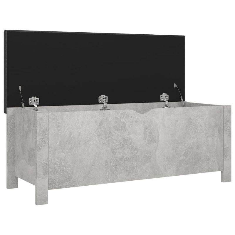 Banc de rangement en similicuir Atalfo, Noir, Gris béton