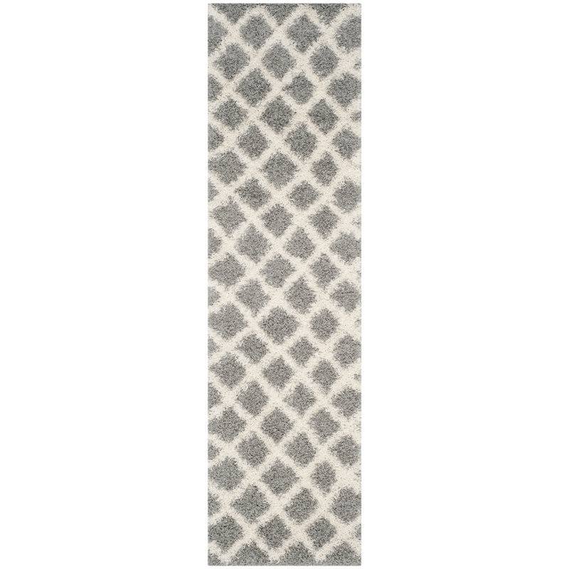 Ines Geometric Gray Area Rug, Runner 2'3" x 8'
