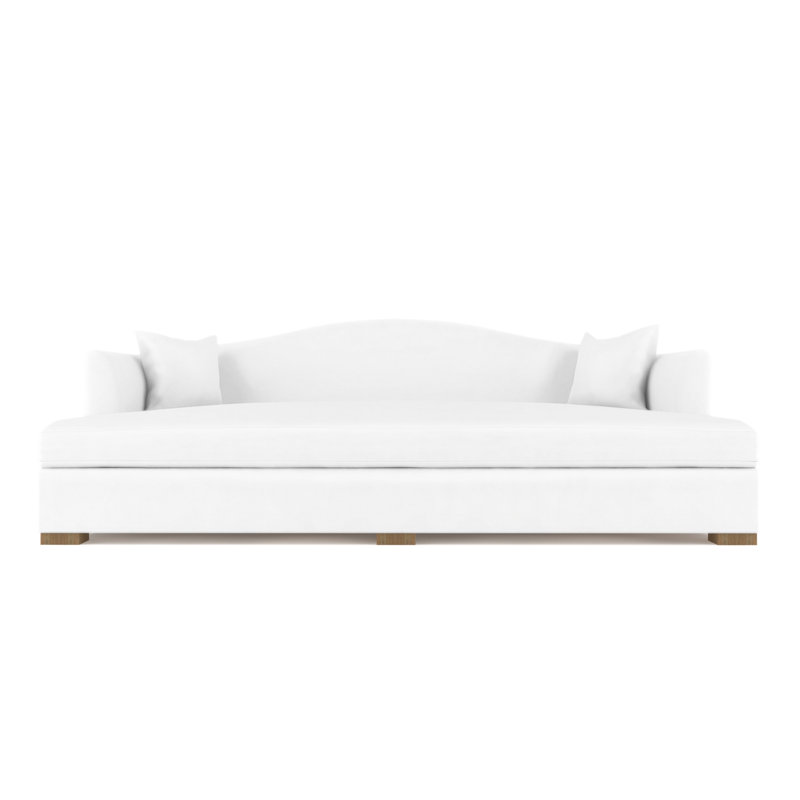 Horatio Camelback Taper Curved-Arm Daybed, Vintage Leather Alabaster, Weathered