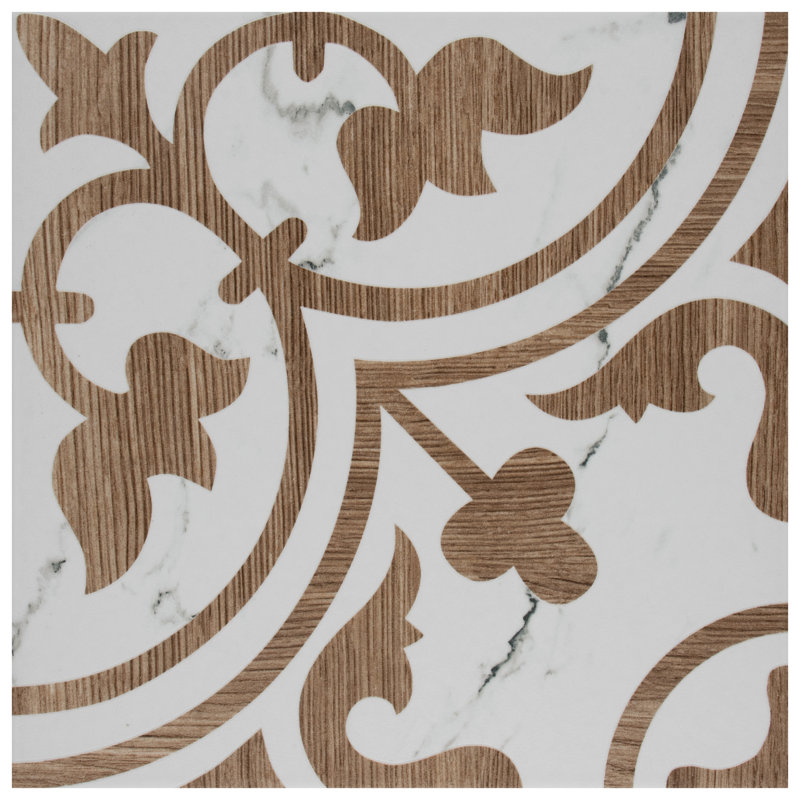 Llama Arte Loire 10" x 10" Porcelain Patterned Wall & Floor Tile, Noce