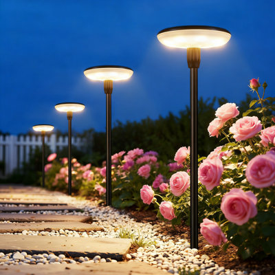 25.6” Metal Solar Pathway Lights, Outdoor Auto On/off Garden Lights With Ip65 Waterproof, Durable Solar Powered Path Lighting For Landscape, Patio, Driveway & Walkway
