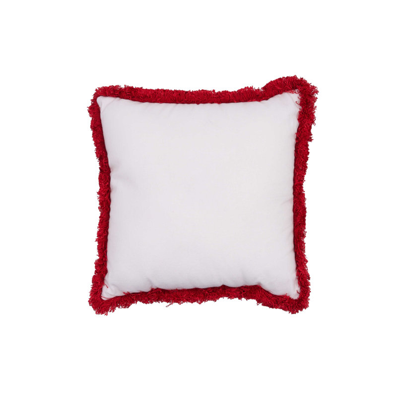 Coussin décoratif de Noël bonbon à pompon avec franges 12 po x 12 po