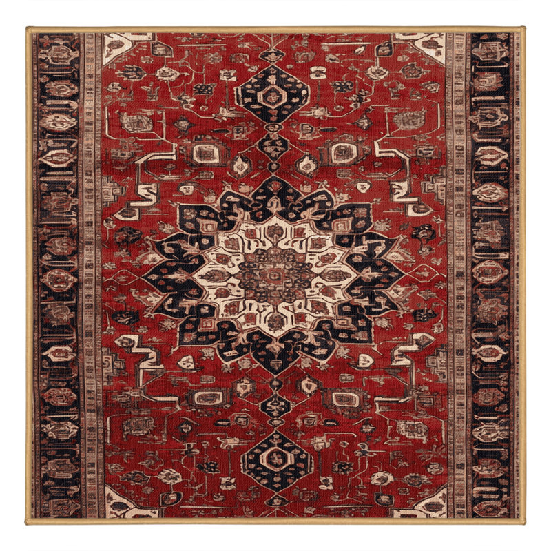 Machine Washable Persian Brown Area Rug, Square 8'