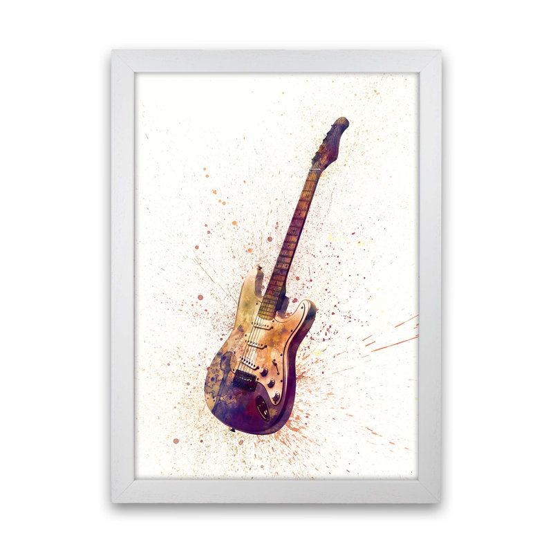 Electric Guitar by Michael Tompsett - Print, 88cm H x 64cm W x 3cm D, White Framed