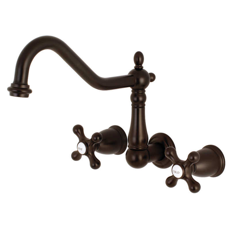 Kingston Brass Heritage Two-Handle 3-Hole Wall Mount Roman Tub Faucet, Oil Rubbed Bronze